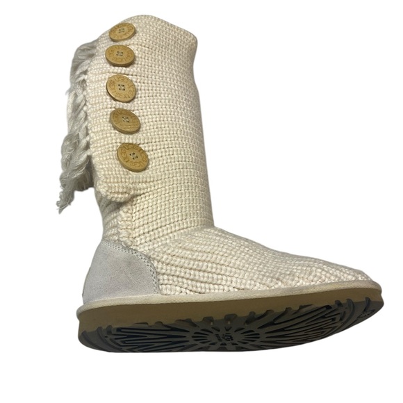 UGG Women’s Classic Cardy Boot Size 6 Cabincore Knit Wool Insole Fringe Snow Ski - Picture 5 of 9